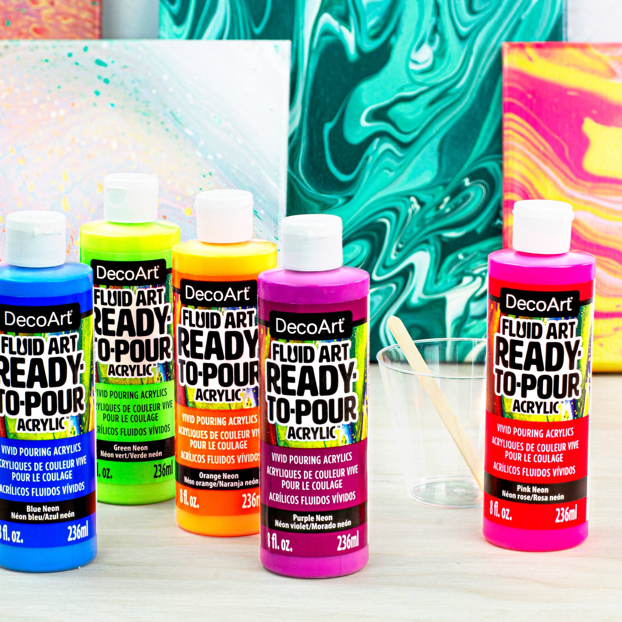 DecoArt® Fluid Art Ready to Pour Acrylic™ Neon Blast Paint Pack